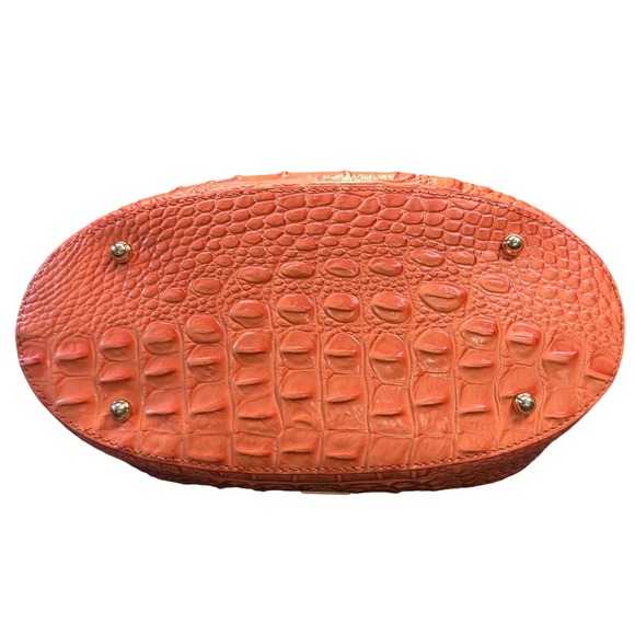 Brahmin Straw Tote Bag Coral Croc Embossed Leather Matching Wallet Set - Picture 6 of 8